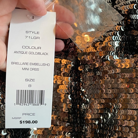 NWT (8 ) French Connection metallic gold sequin mini in sizes 2,4,6,8,10,12 - Picture 13 of 17